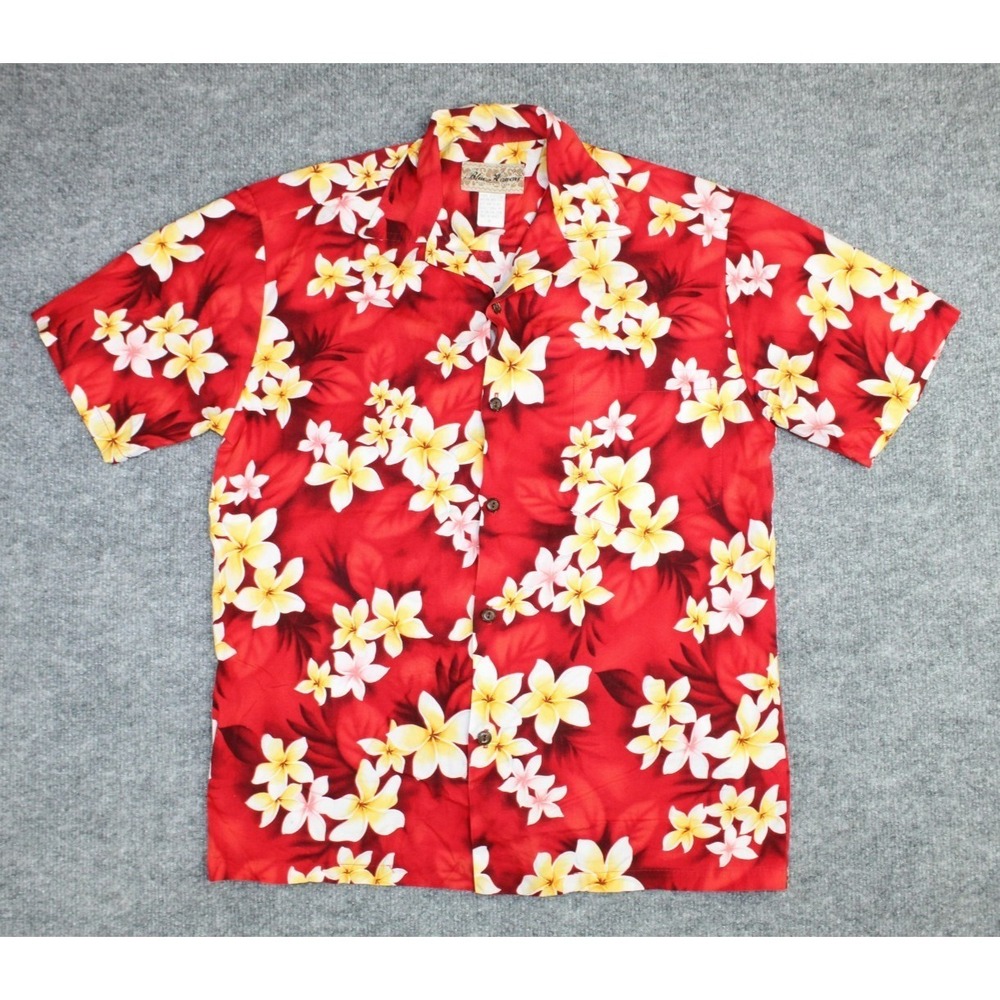 Vintage Blue Hawaii Camp Hawaiian Red Floral Shirt Men's XL Surfing 90s Hibiscus